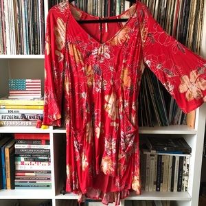 Free People red 70s dress